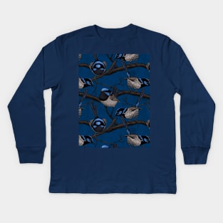 Night fairy wrens Kids Long Sleeve T-Shirt